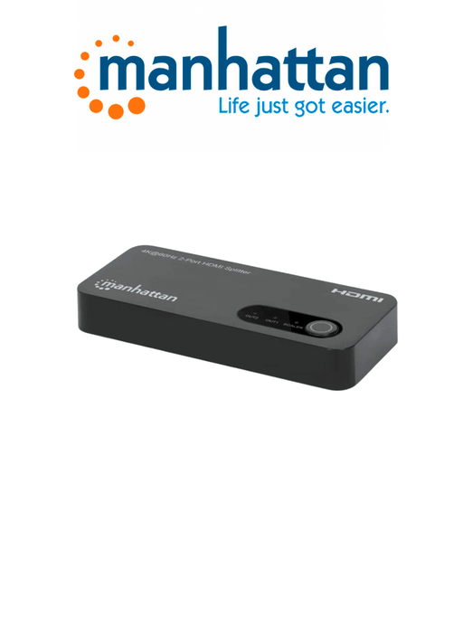 MANHATTAN 207614 - VIDEO SPLITTER HDMI 4K DE 2 PUERTOS DIVIDE UNA ENTRADA HDMI EN DOS SALIDAS HDMI 4K (1X2), 18GBPS, NEGRO-Divisores / Splitters-MANHATTAN-MAN0560024-Bsai Seguridad & Controles