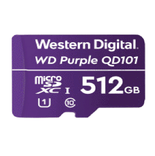 WESTERN DIGITAL WDD512G1P0C - MICRO SD 512 GB / PURPLE SCQD101 / PARA VIDEOVIGILANCIA / 24-7 / ALTO RENDIMIENTO-Discos Duros-WESTERN DIGITAL-WDC1490016-Bsai Seguridad & Controles