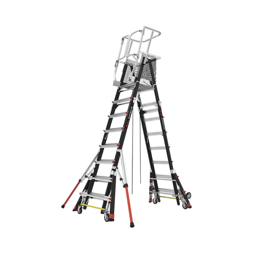 ESCALERA DE FIBRA DE VIDRIO CON JAULA DE 8'-14'. CON AJUSTE EN RUEDAS (RATCHET™ LEVELER) (SKU:18515-817).-Herramientas-Little Giant Ladder Systems-CAGE8FTR-Bsai Seguridad & Controles