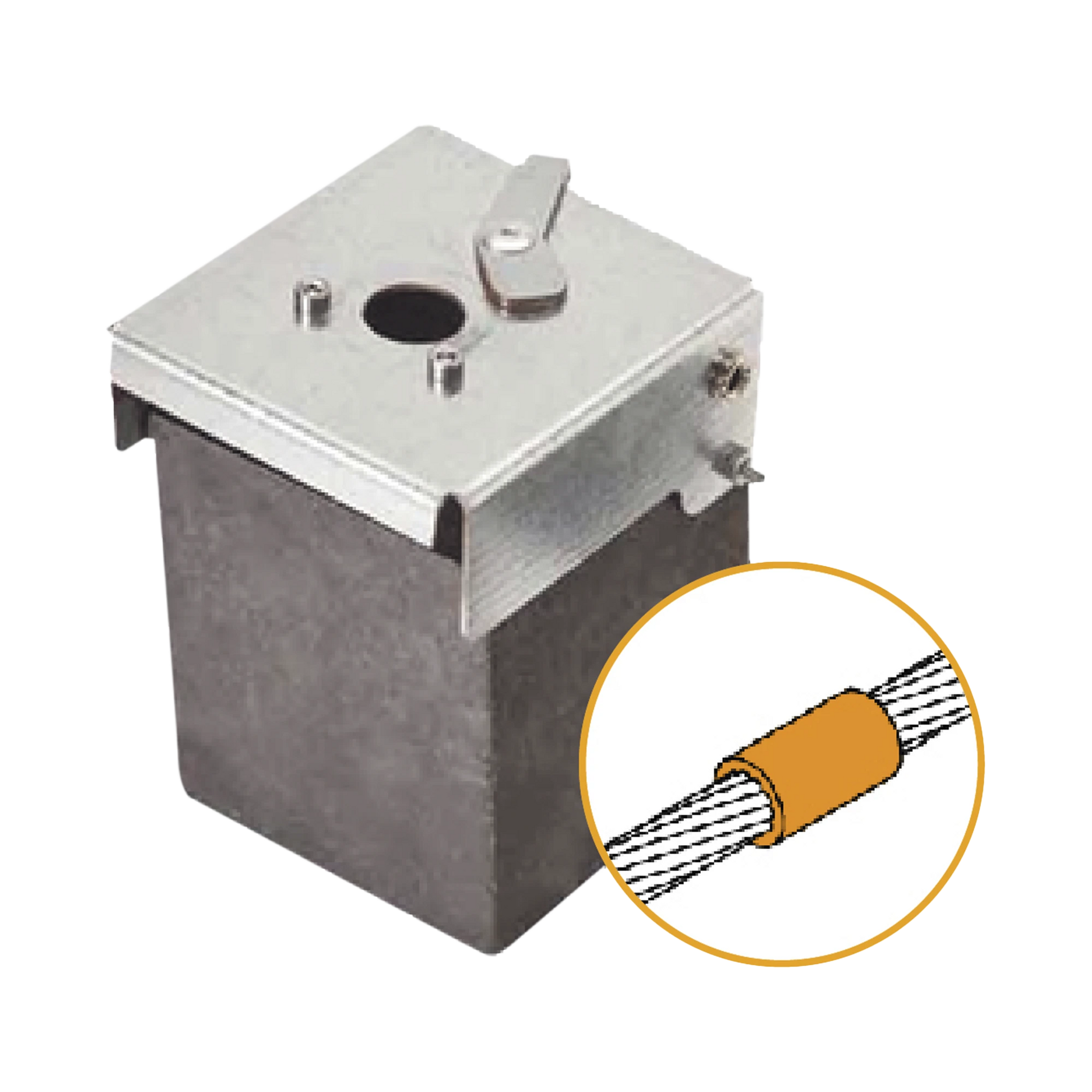 MOLDE DE GRAFITO VERTICAL UNIÓN LINEAL DE CABLE 2/0 AWG (PASANTE) CON CABLE 2/0 AWG (TERMINAL).-Tierra Física y Pararrayos-APLICACIONES TECNOLOGICAS-Bsai Seguridad & Controles
