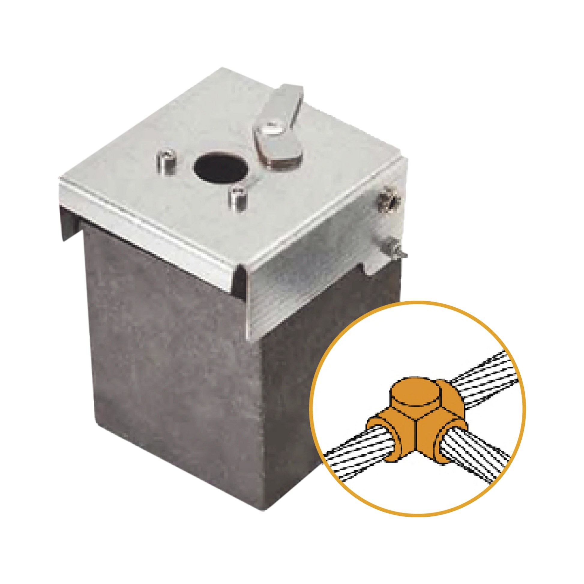 MOLDE DE GRAFITO HORIZONTAL UNIÓN EN T HORIZONTAL DE CABLE 2/0 AWG (PASANTE) CON CABLE 2/0 AWG (TERMINAL).-Tierra Física y Pararrayos-APLICACIONES TECNOLOGICAS-Bsai Seguridad & Controles