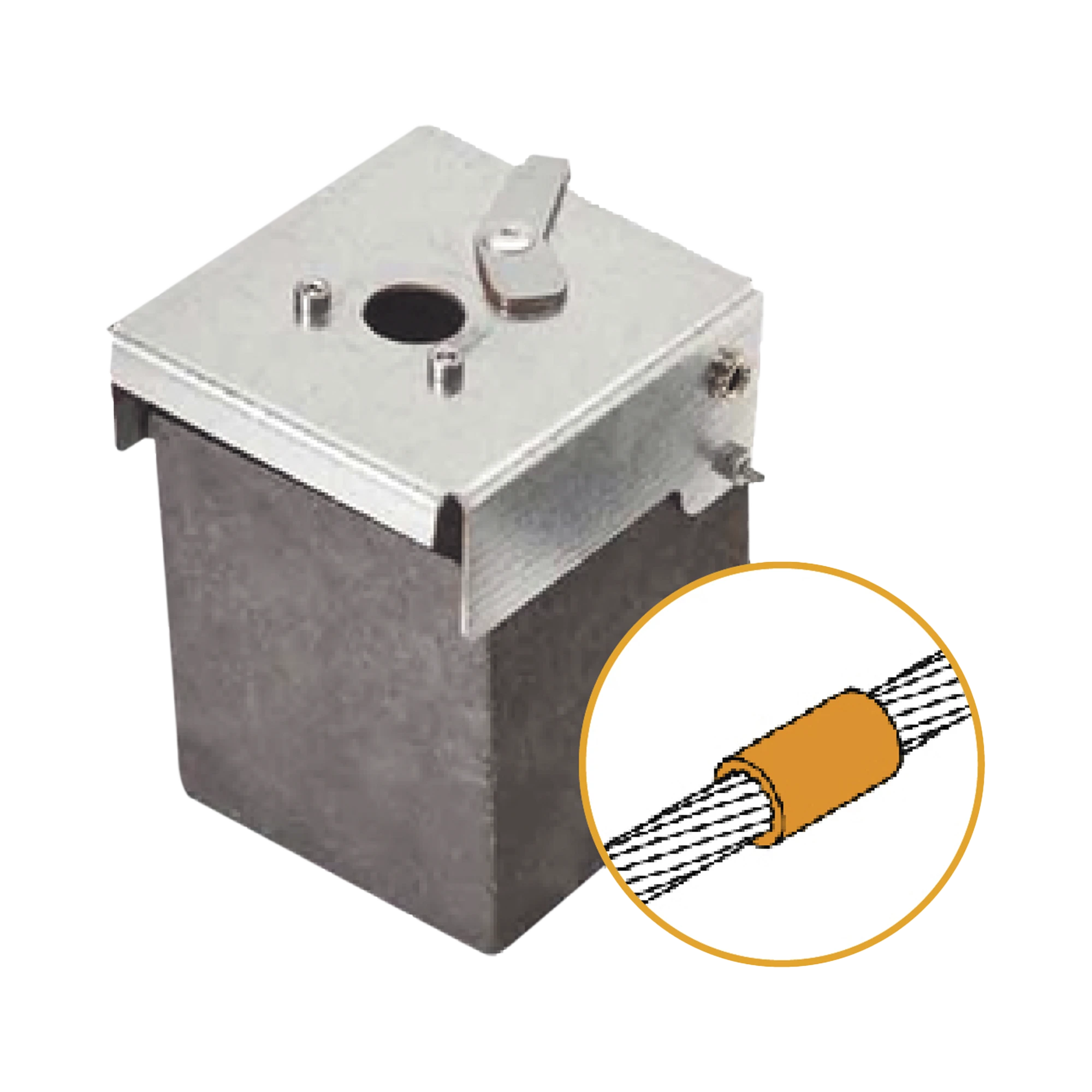 MOLDE DE GRAFITO VERTICAL UNIÓN LINEAL DE CABLE 4/0 AWG (PASANTE) CON CABLE 4/0 AWG (TERMINAL).-Tierra Física y Pararrayos-APLICACIONES TECNOLOGICAS-Bsai Seguridad & Controles