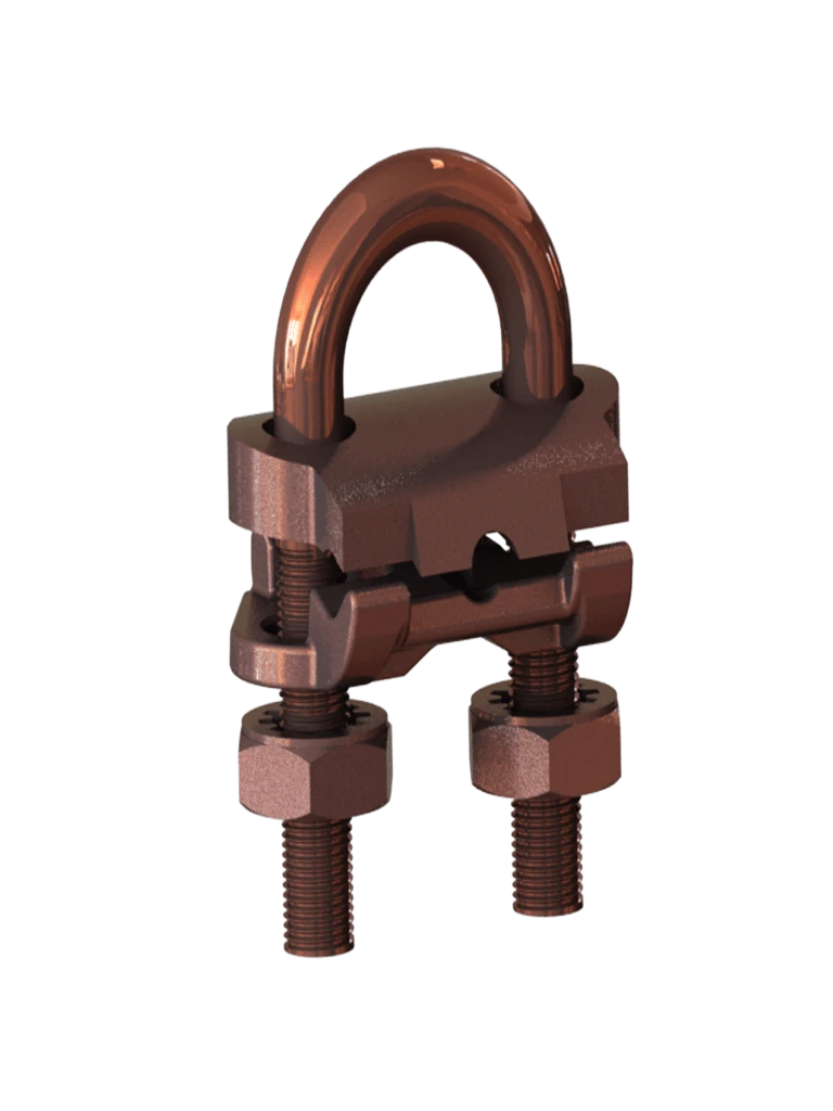 PARRES ABE ABRAZADERA PARA UNION EQUIPOTENCIAL / ABRAZADERA DE BRONCE PARA CONECTAR LAS ADMITANCIAS (MASAS METÁLICAS) AL SISTEMA DE PUESTA A TIERRA, TUBERÍAS HASTA 3/4 Y CABLES DE 2/0 A 4/0 AWG.-Tierras Físicas y Pararrayos-PARRES-Bsai Seguridad & Controles