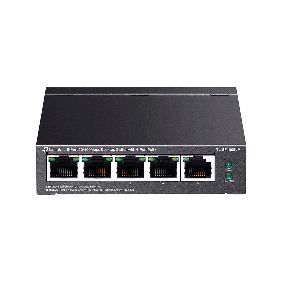 TP-LINK TL-SF1005LP - SWITCH POE NO ADMINISTRABLE/ 5 PUERTOS FAST ETHERNET/ 4 PUERTOS POE AF/ PRESUPUESTO POE DE HASTA 41W/ MODO EXTENDIDO HASTA 250M DE CONEXIÓN [TPL3720001]