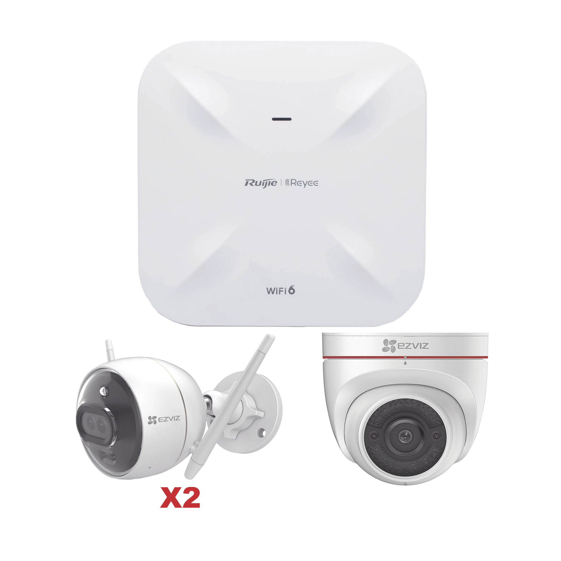 KIT DE CÁMARAS WI-FI EZVIZ CON ACCESS POINT RUIJIE / INCLUYE 2 PIEZAS C3X / 1 PIEZA C4W / 1 ACCESS POIN RG-RAP6260(G)-Kits- Sistemas Completos-EZVIZ-Bsai Seguridad & Controles