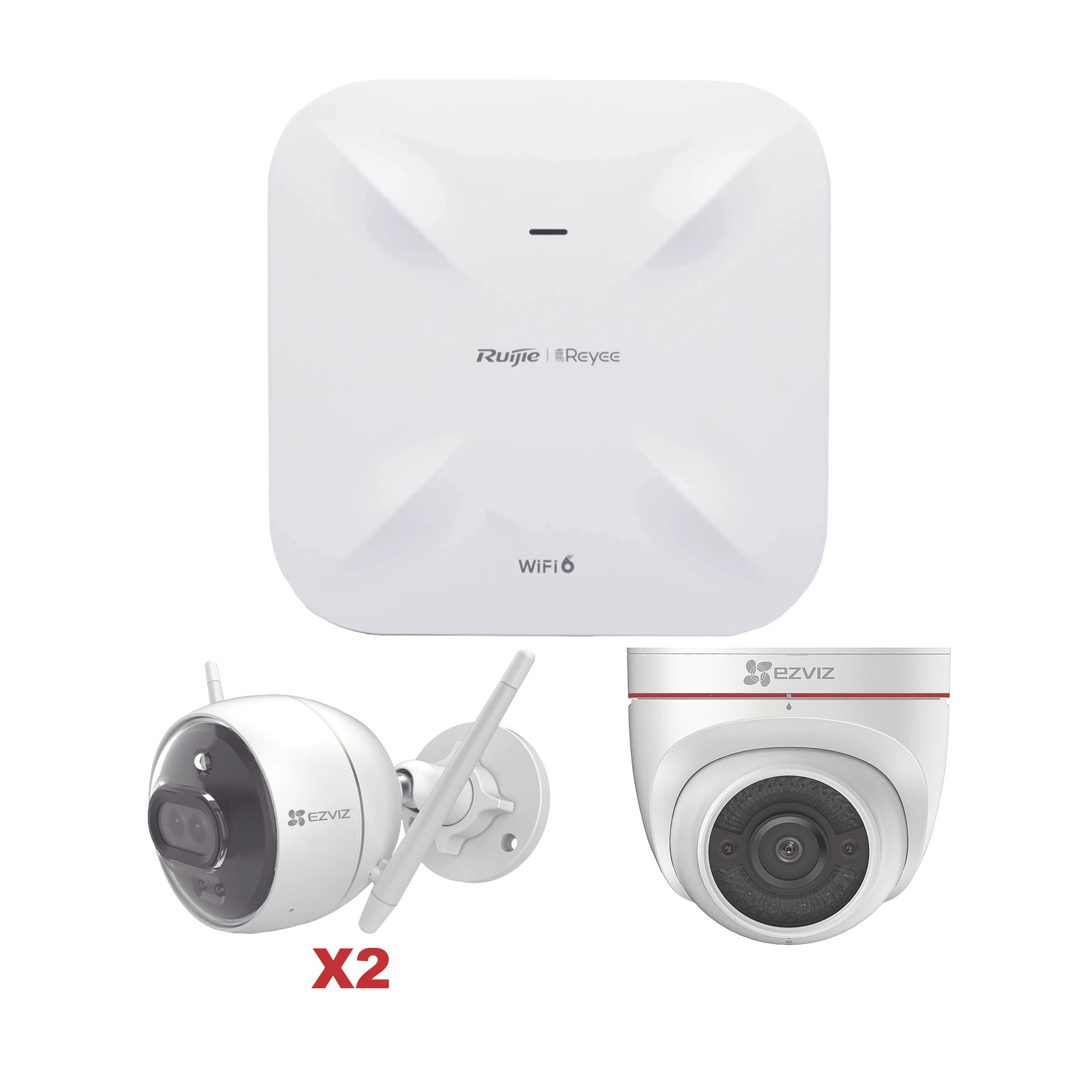 KIT DE CÁMARAS WI-FI EZVIZ CON ACCESS POINT RUIJIE / INCLUYE 2 PIEZAS C3X / 1 PIEZA C4W / 1 ACCESS POIN RG-RAP6260(G)-Kits- Sistemas Completos-EZVIZ-Bsai Seguridad & Controles