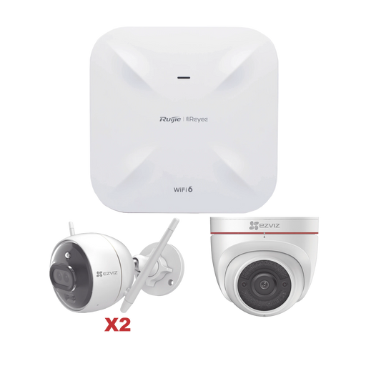 KIT DE CÁMARAS WI-FI EZVIZ CON ACCESS POINT RUIJIE / INCLUYE 2 PIEZAS C3X / 1 PIEZA C4W / 1 ACCESS POIN RG-RAP6260(G)-Kits- Sistemas Completos-EZVIZ-RGRAP6260(G)/C3X/C4W-Bsai Seguridad & Controles