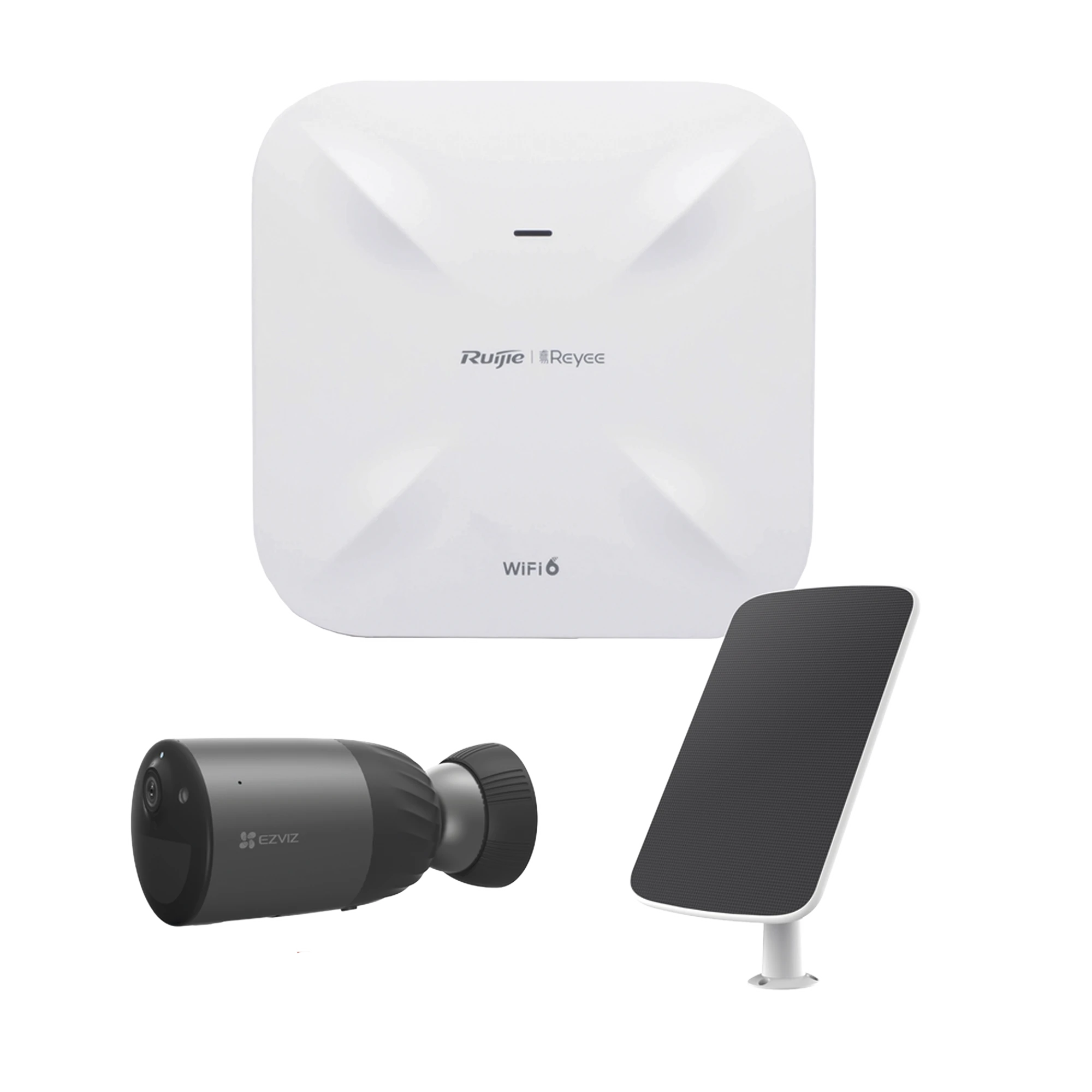 KIT DE CÁMARAS WI-FI CON ACCESS POINT/ INCLUYE 1 CÁMARA DE BATERÍA CS-BC1C / 1 PANE SOLAR MOD. CS-CMT-SOLARPANEL-C / 1 ACCESS POINT RG-RAP6260(G)-Kits- Sistemas Completos-EZVIZ-Bsai Seguridad & Controles