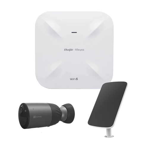 KIT DE CÁMARAS WI-FI CON ACCESS POINT/ INCLUYE 1 CÁMARA DE BATERÍA CS-BC1C / 1 PANE SOLAR MOD. CS-CMT-SOLARPANEL-C / 1 ACCESS POINT RG-RAP6260(G)-Kits- Sistemas Completos-EZVIZ-RGRAP6260(G)/BC1C/PS-Bsai Seguridad & Controles