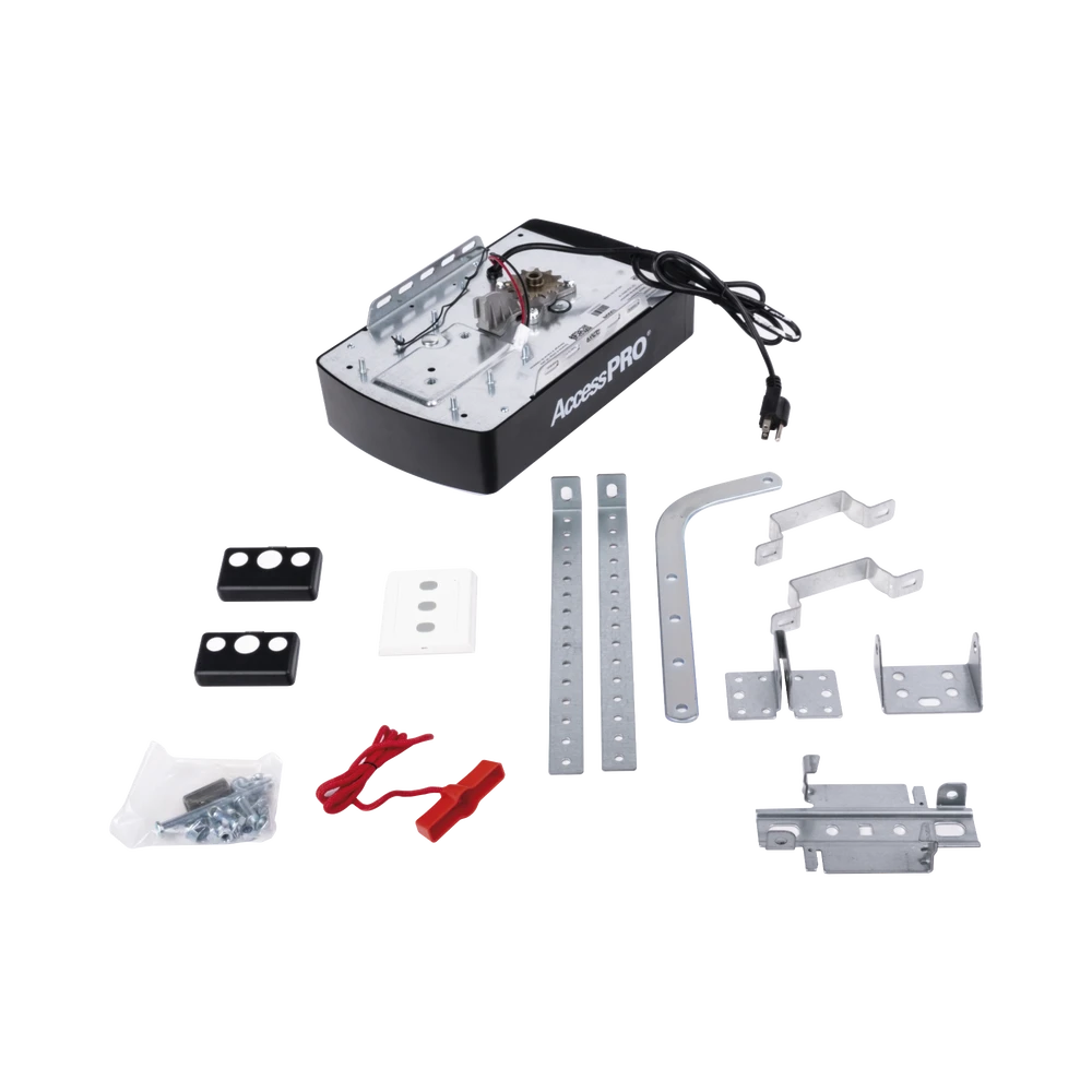 KIT PUERTAS GARAGE / 1/2HP / FUERTE / SILENCIOSO / RESPALDO BATERÍA / RIEL 3 MTS SECCIONES TIPO "C" / 2 CONTROLES INALÁMBRICOS VISERA / 1 CONTROL INALÁMBRICO PARED-Acceso Vehicular-ACCESS PRO-Bsai Seguridad & Controles