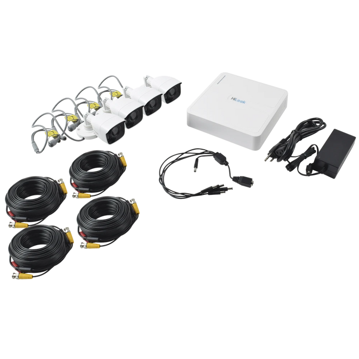 KIT 720P TURBOHD / DVR 4 CANALES / 4 CÁMARAS BALA DE POLICARBONATO / 4 CABLES 18 MTS / 1 FUENTE DE PODER PROFESIONAL-Kits Cámaras de Seguridad-HIKVISION-KIT7204BP-Bsai Seguridad & Controles