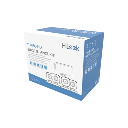 KIT TURBOHD 720P / DVR 4 CANALES / 4 CÁMARAS BALA DE METAL / 4 CABLES 18 MTS / 1 FUENTE DE PODER PROFESIONAL-Kits Cámaras de Seguridad-HiLook by HIKVISION-KIT7204BM(B)-Bsai Seguridad & Controles