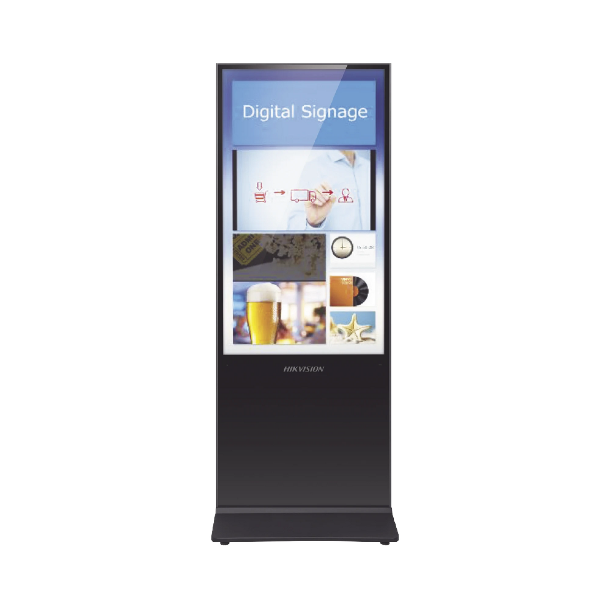 PANTALLA DE 43" PARA PUBLICIDAD DIGITAL / BASE PARA PISO / ALTAVOZ INTEGRADA / WIFI / 1 PUERTO LAN-Monitores Pantallas y Mobiliario-HIKVISION-Bsai Seguridad & Controles