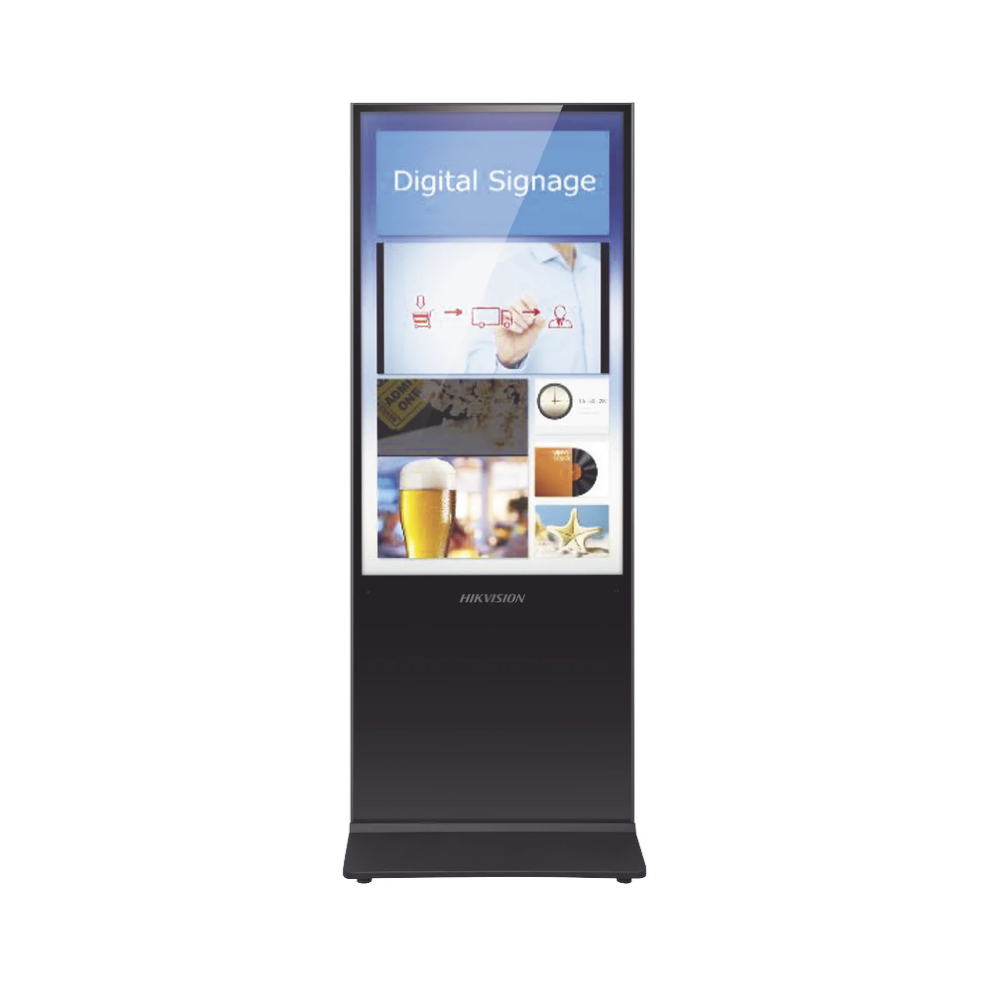 PANTALLA DE 43" PARA PUBLICIDAD DIGITAL / BASE PARA PISO / ALTAVOZ INTEGRADA / WIFI / 1 PUERTO LAN-Monitores Pantallas y Mobiliario-HIKVISION-Bsai Seguridad & Controles