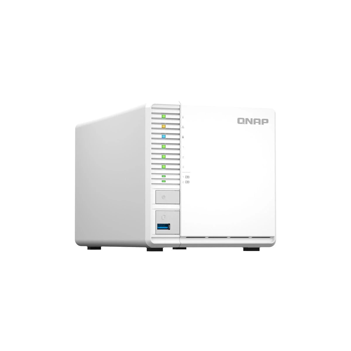 NAS QNAP TS-364-8G-US TIPO TORRE / 3 BAHIAS / 8GB DE RAM / PROCESADOR CELERON N5095 / 1 PUERTO LAN 2.5 GBE / 1 PUERTO USB GEN 1 + 2 PUERTOS GEN 2 TIPO-A-Servidores NAS / STORAGE-QNAP-Bsai Seguridad & Controles