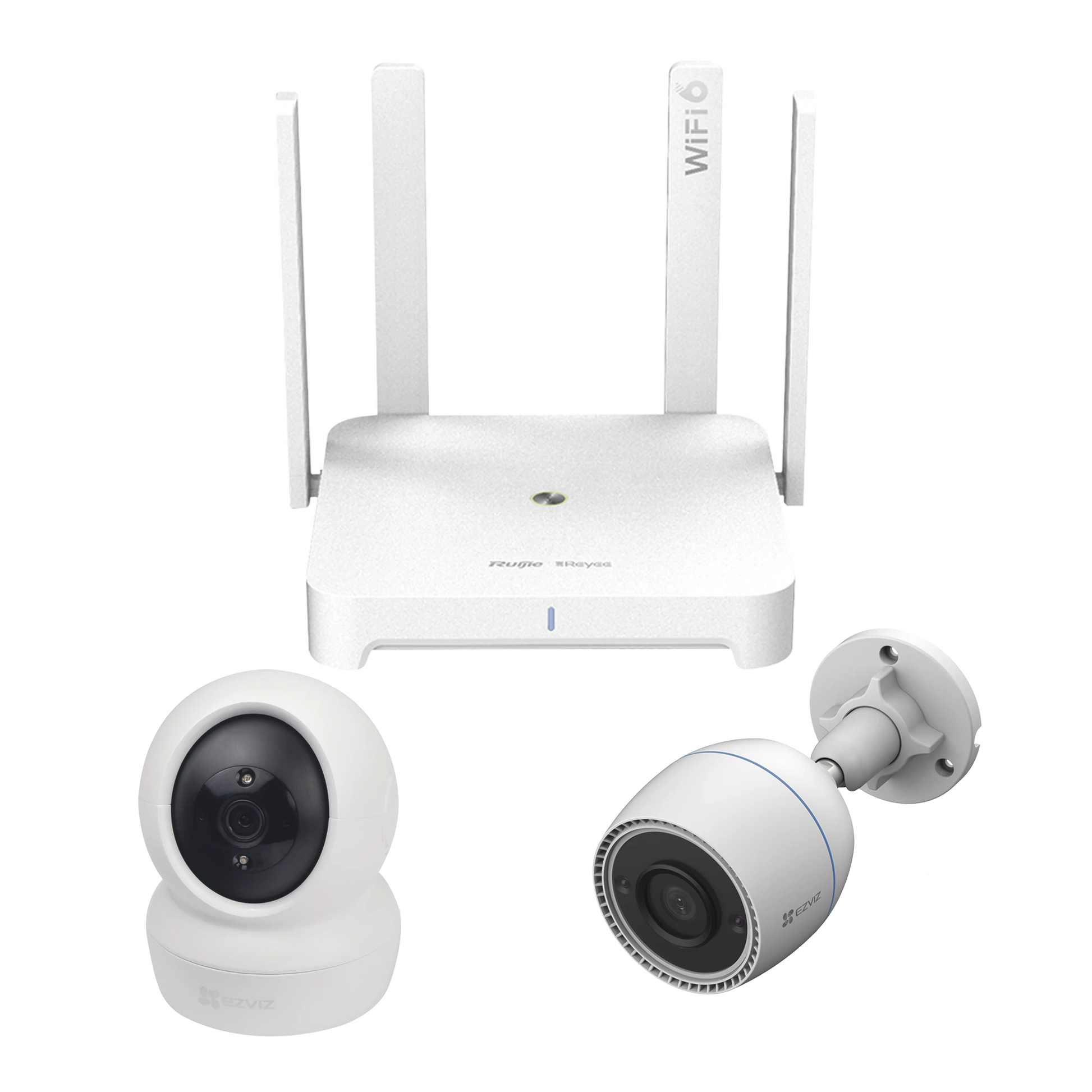 KIT DE CÁMARAS WI-FI CON ROUTER / INCLUYE 1 CÁMARA C6N / 1 CÁMARA CS-C3TN / 1 ROUTER RGEW1800GXPRO-Kits- Sistemas Completos-EZVIZ-Bsai Seguridad & Controles