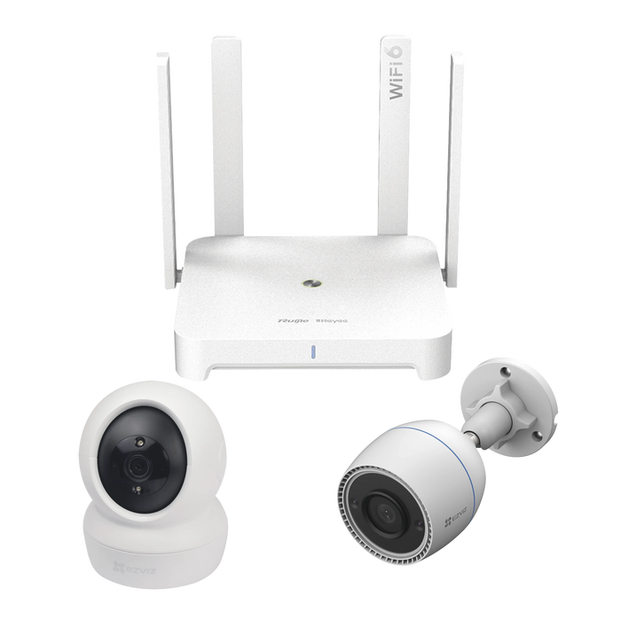 KIT DE CÁMARAS WI-FI CON ROUTER / INCLUYE 1 CÁMARA C6N / 1 CÁMARA CS-C3TN / 1 ROUTER RGEW1800GXPRO-Kits- Sistemas Completos-EZVIZ-RGEW1800GXPRO/C6NC3TN-Bsai Seguridad & Controles