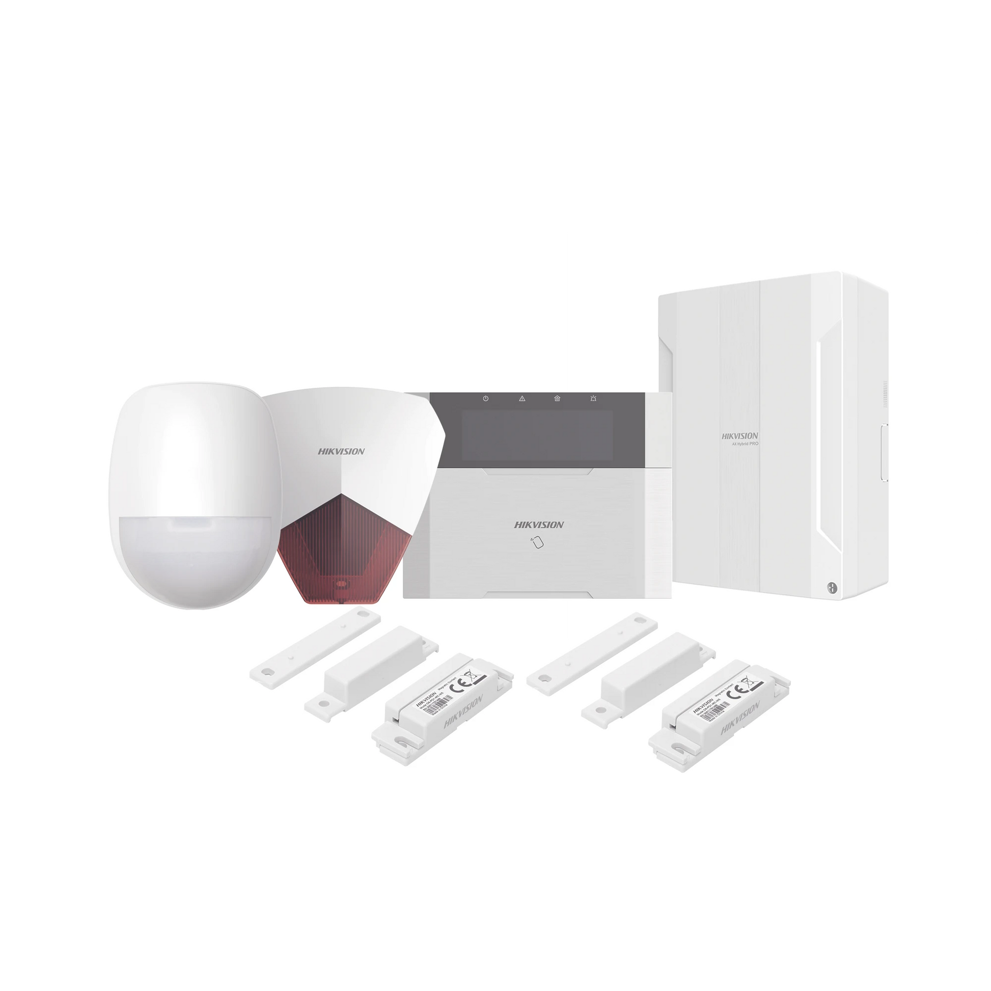 KIT PANEL DE ALARMA HYBRID PRO / 1 PANEL HÍBRIDO / 1 TECLADO LCD / 1 PIR / 2 CONTACTOS MAGNÉTICOS / 1 SIRENA ROJA-Paneles de Alarma y Accesorios Hikvision-HIKVISION-Bsai Seguridad & Controles