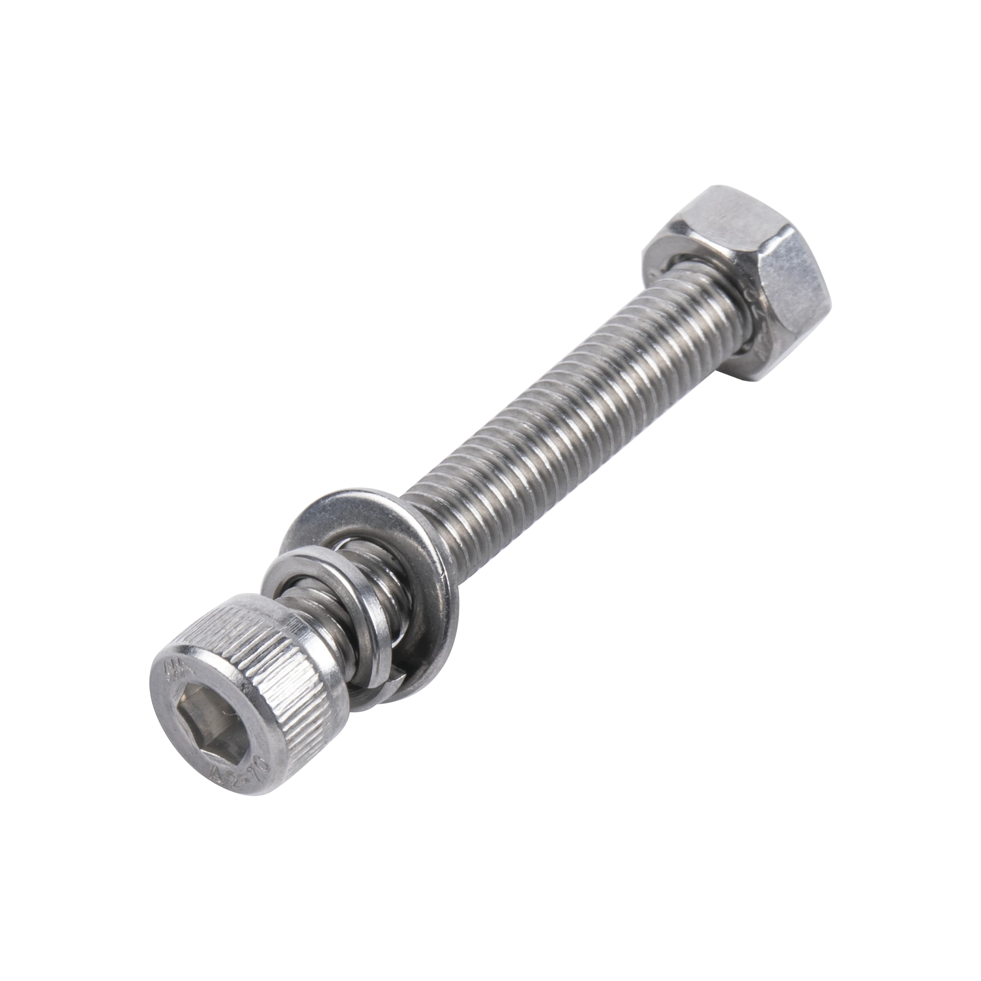 1 TORNILLO ALLEN MILIMÉTRICO DE ACERO INOXIDABLE M8-1.25 X 30/ CON 1 TUERCA, 1 ARANDELA DE PRESIÓN Y 1 PLANA / PARA MONTAJES DE MÓDULOS FOTO VOLTAICOS .-Canalización-DMT-Bsai Seguridad & Controles