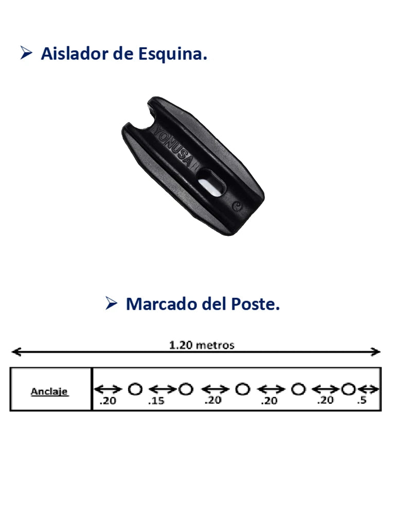 YONUSA TUBOAP201 - POSTE PARA CERCAS ELECTRICAS YONUSA / CON 5 AISLADORES DE ESQUINA / 1.20 MTS-Postes-YONUSA-Bsai Seguridad & Controles