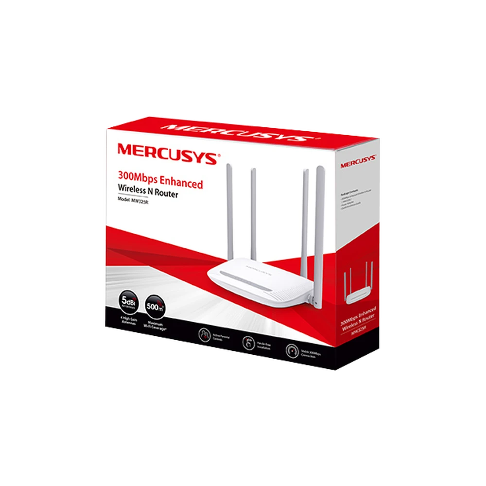 ROUTER INALÁMBRICO N 2.4 GHZ DE 300 MBPS 1 PUERTO WAN 10/100 MBPS 4 PUERTOS LAN 10/100 MBPS CON 4 ANTENAS DE 5 DBI-Redes WiFi-MERCUSYS-Bsai Seguridad & Controles