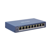 SWITCH MONITOREABLE DE 8 PUERTOS POE+ (HASTA 250 M), 10/100 MBPS, 1 PUERTO RJ45 UPLINK, 110 WATTS, CONEXIÓN REMOTA DESDE HIK-PROCONNECT-Inyectores PoE-HIKVISION-Bsai Seguridad & Controles