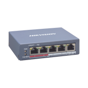 SWITCH MONITOREABLE DE 4 PUERTOS POE+ (HASTA 250 M), 10/100 MBPS, 1 PUERTO RJ45 UPLINK, 60 WATTS, CONEXIÓN REMOTA DESDE HIK-PROCONNECT-Inyectores PoE-HIKVISION-Bsai Seguridad & Controles