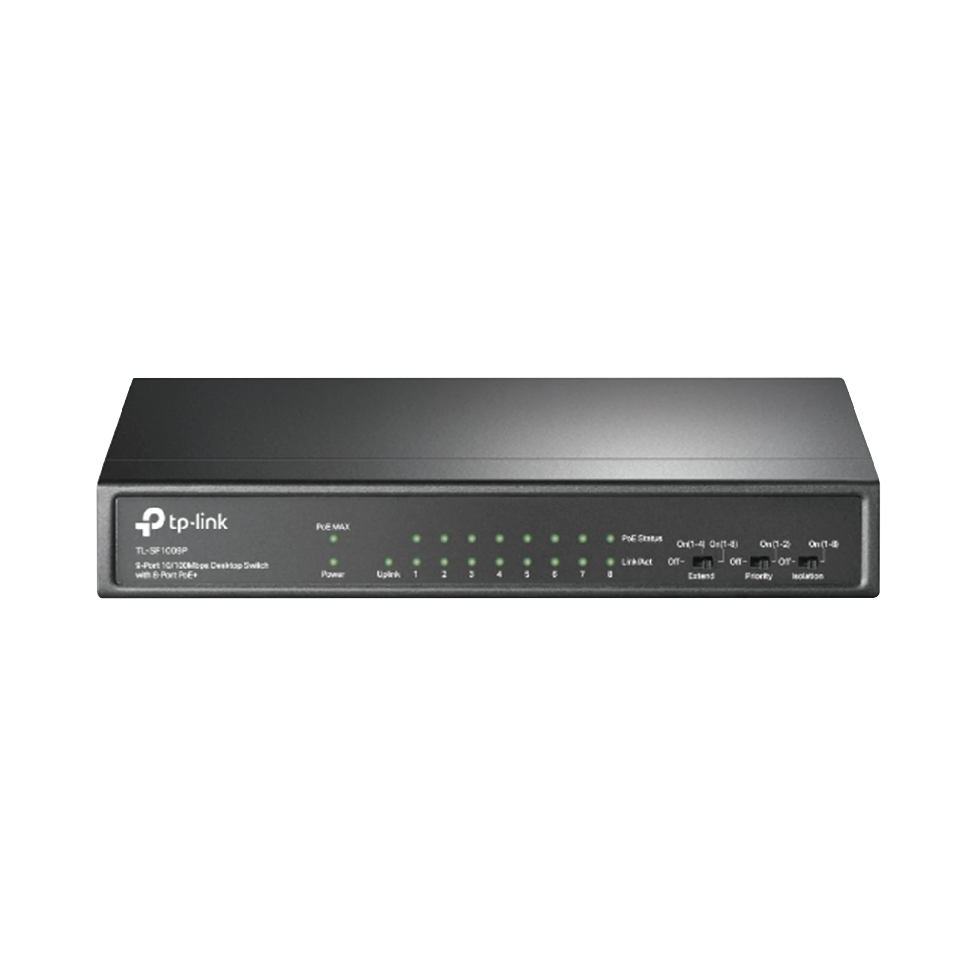 SWITCH POE NO ADMINISTRABLE DE ESCRITORIO 9 PUERTOS 10/100 MBPS, 8 PUERTOS POE, 65 W-Inyectores PoE-TP-LINK-Bsai Seguridad & Controles