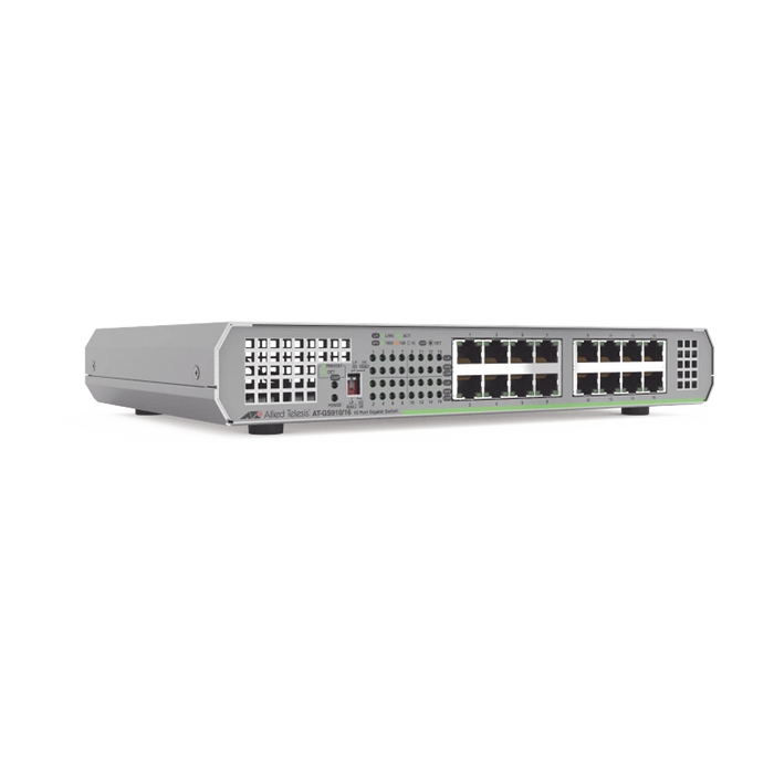 SWITCH GIGABIT ETHERNET NO ADMINISTRADO 16 PUERTOS 10/100/1000 MBPS-Networking-ALLIED TELESIS-AT-GS910/16-10-Bsai Seguridad & Controles