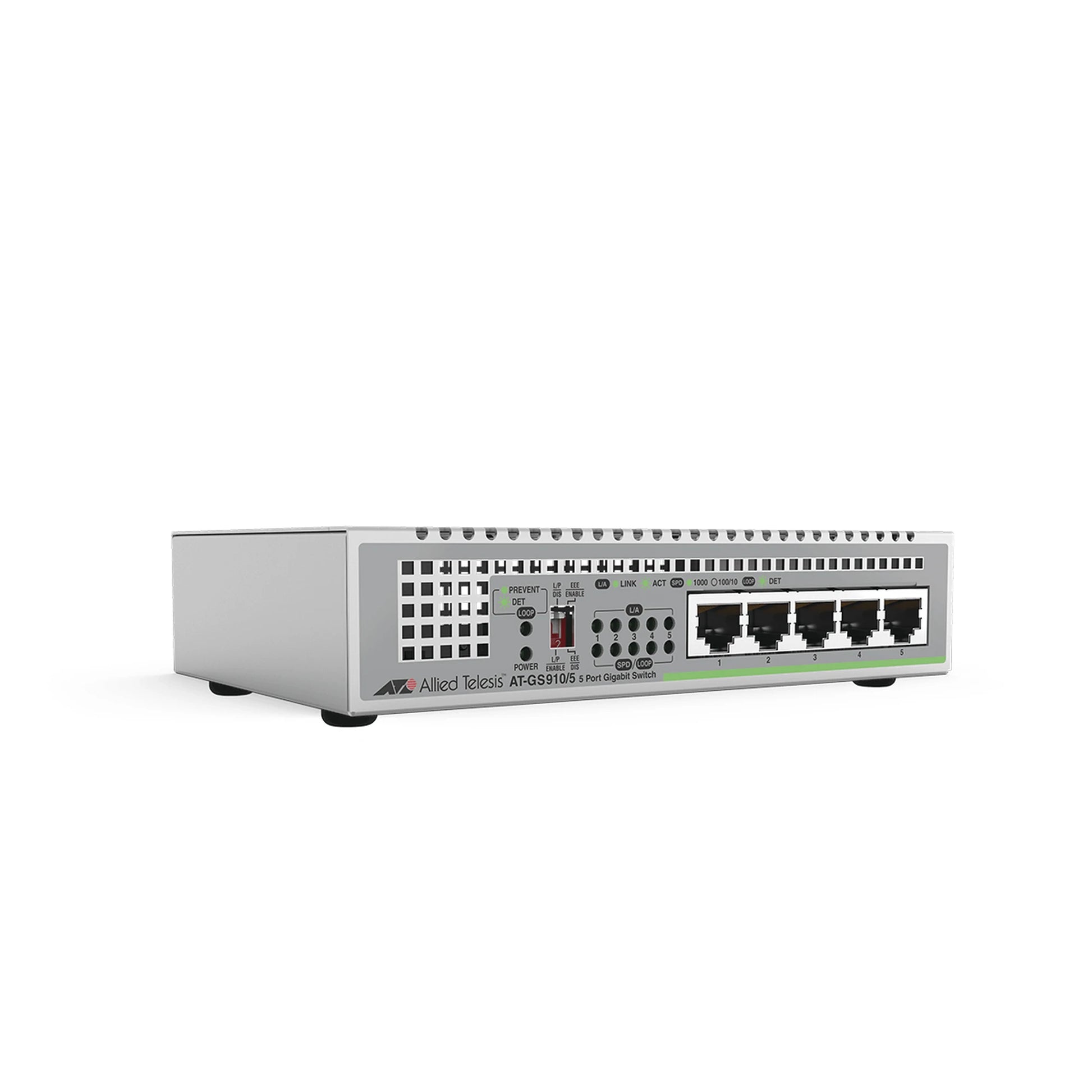 SWITCH GIGABIT NO ADMINISTRABLE, 5 PUERTOS 10/100/1000 MBPS FUENTE DE ALIMENTACIÓN INTERNA-Switches-ALLIED TELESIS-Bsai Seguridad & Controles