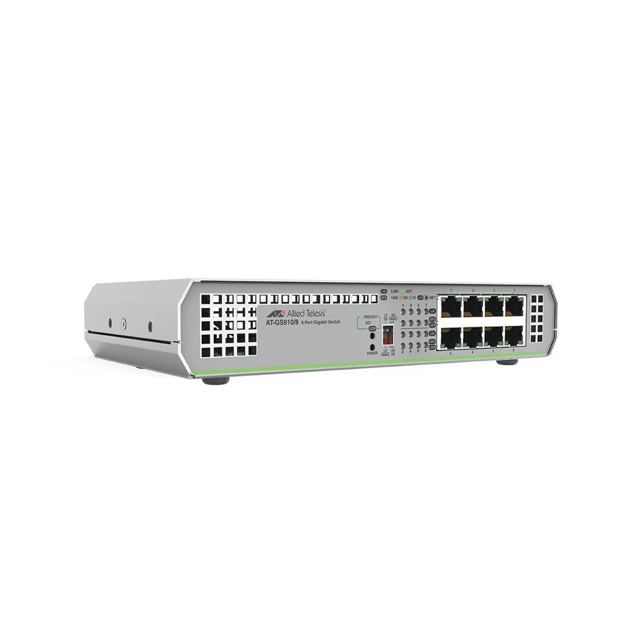 SWITCH GIGABIT NO ADMINISTRABLE, 8 PUERTOS 10/100/1000 MBPS FUENTE DE ALIMENTACIÓN INTERNA-Switches-ALLIED TELESIS-Bsai Seguridad & Controles