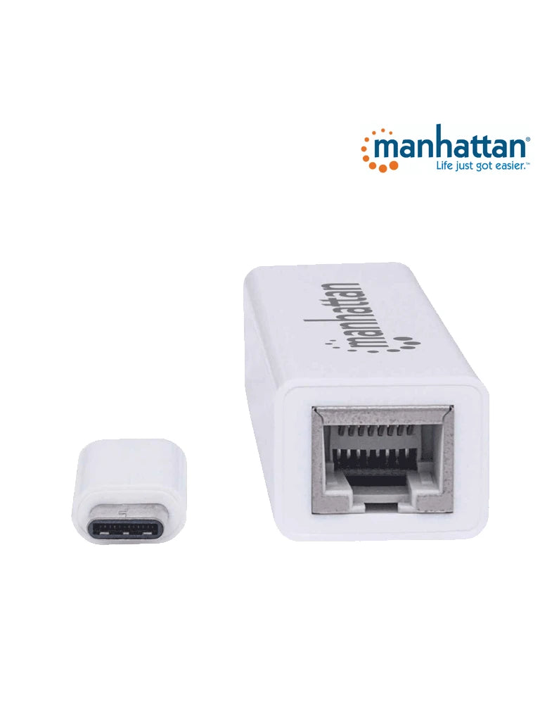 MANHATTAN 507585 ADAPTADOR DE USB TIPO C A RED GIGABIT USB SUPERSPEED 3.2 GENERACIÓN 1; 10/100/1000 MBPS GIGABIT ETHERNET-Accesorios y Cables USB-MANHATTAN-Bsai Seguridad & Controles