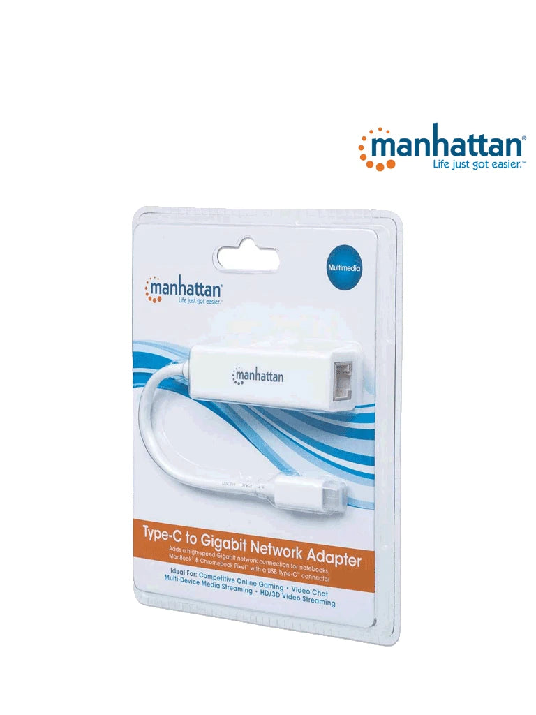 MANHATTAN 507585 ADAPTADOR DE USB TIPO C A RED GIGABIT USB SUPERSPEED 3.2 GENERACIÓN 1; 10/100/1000 MBPS GIGABIT ETHERNET-Accesorios y Cables USB-MANHATTAN-Bsai Seguridad & Controles