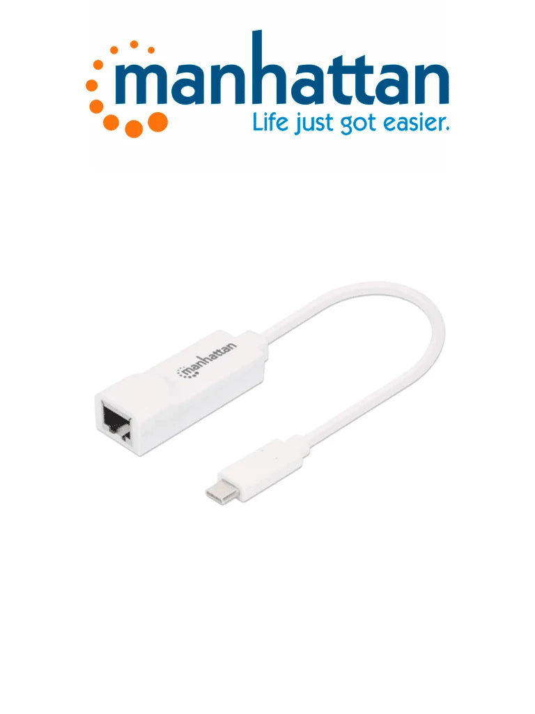 MANHATTAN 507585 ADAPTADOR DE USB TIPO C A RED GIGABIT USB SUPERSPEED 3.2 GENERACIÓN 1; 10/100/1000 MBPS GIGABIT ETHERNET-Accesorios y Cables USB-MANHATTAN-Bsai Seguridad & Controles