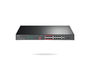 TP-LINK TL-SL1218P - SWITCH POE+ NO ADMINISTRABLE 16 PUERTOS 10/100 MBPS + 2 PUERTOS 10/100/1000 MBPS + 1 PUERTO SFP, 8 PUERTOS EXTENSOR POE (HASTA 250 M), 150W, DISEÑO PARA VIGILANCIA IP-Switches POE-TP-LINK-Bsai Seguridad & Controles