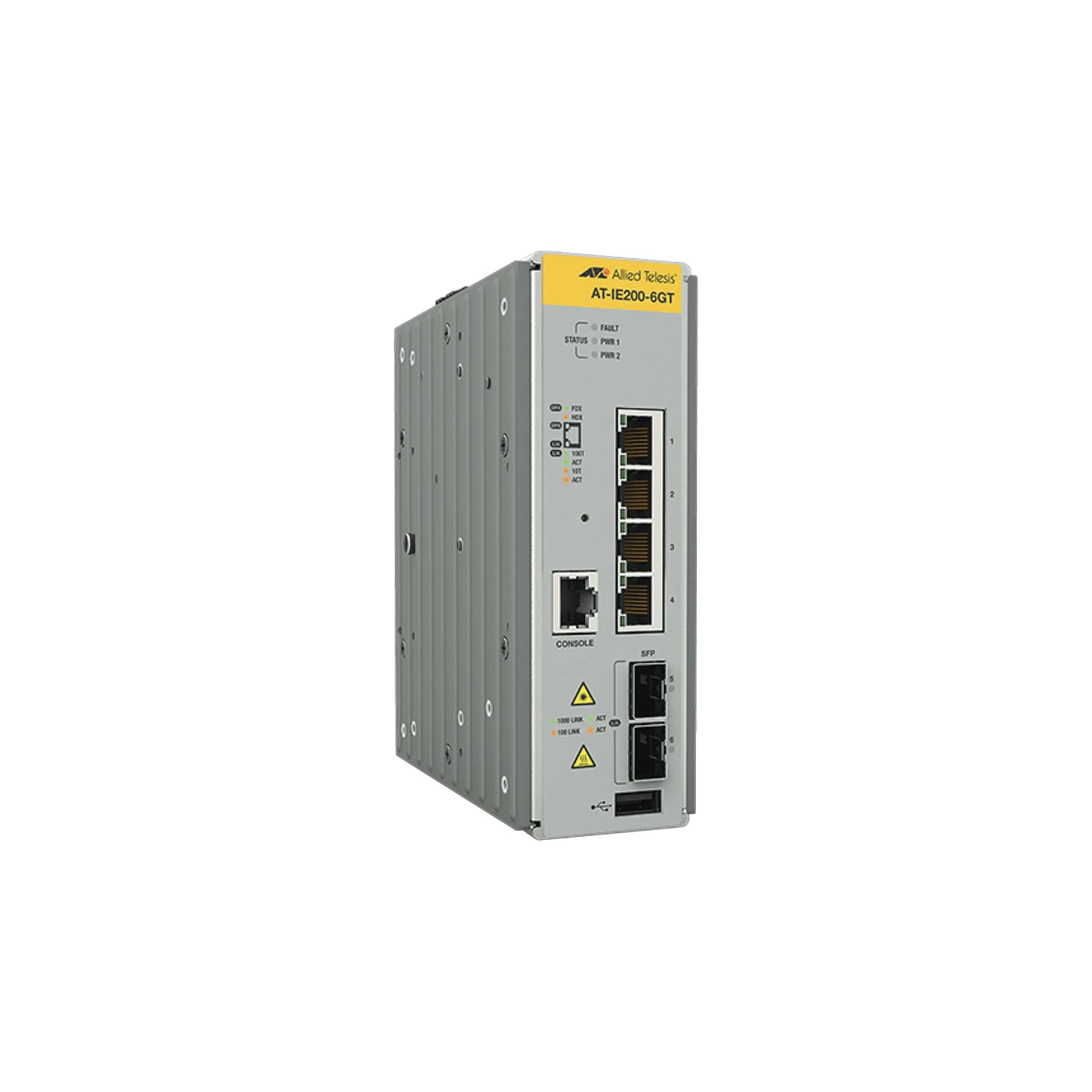 SWITCH INDUSTRIAL ADMINISTRABLE CAPA 2 DE 4 PUERTOS 10/100/1000 MBPS + 2 PUERTOS SFP-Switches-ALLIED TELESIS-Bsai Seguridad & Controles