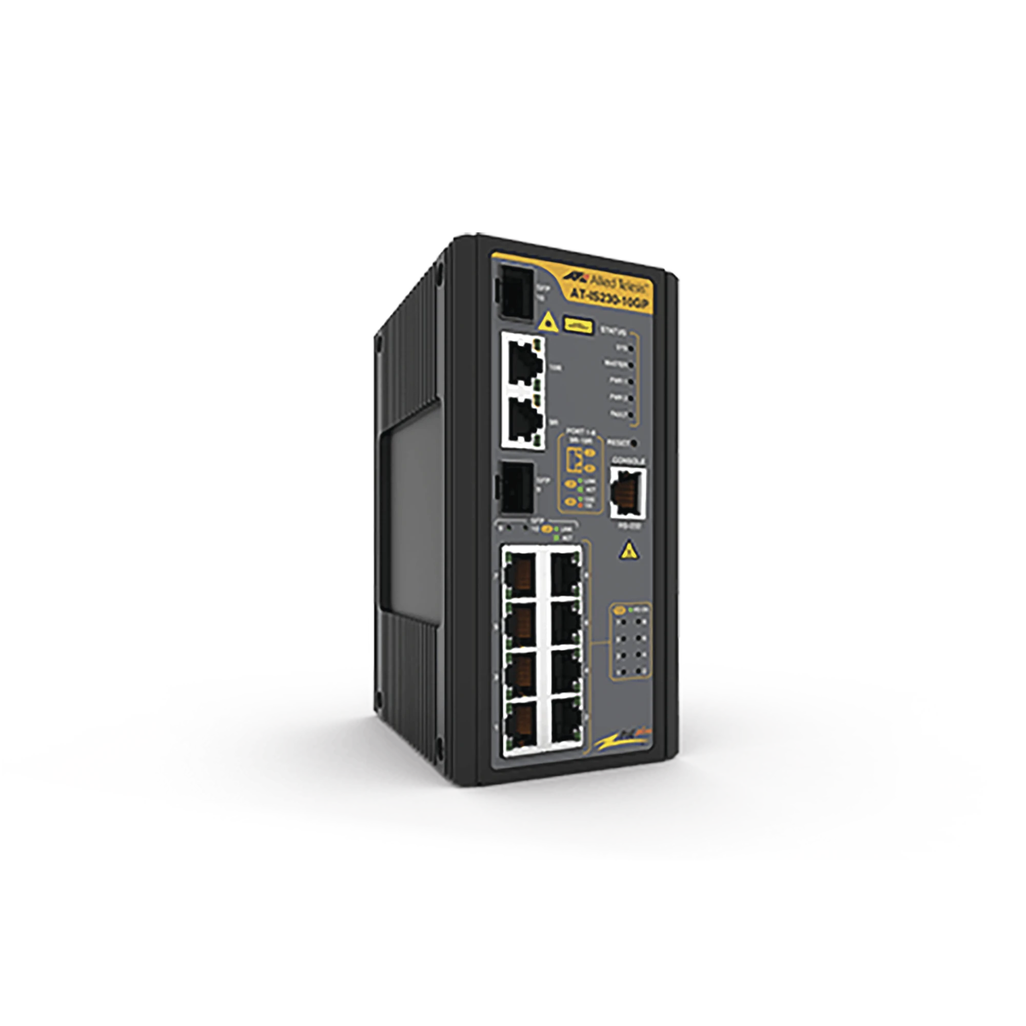 SWITCH INDUSTRIAL POE+ ADMINISTRABLE DE 8 PUERTOS 10/100/1000 MBPS + 2 PUERTOS SFP COMBO, 120 W-Switches-ALLIED TELESIS-Bsai Seguridad & Controles
