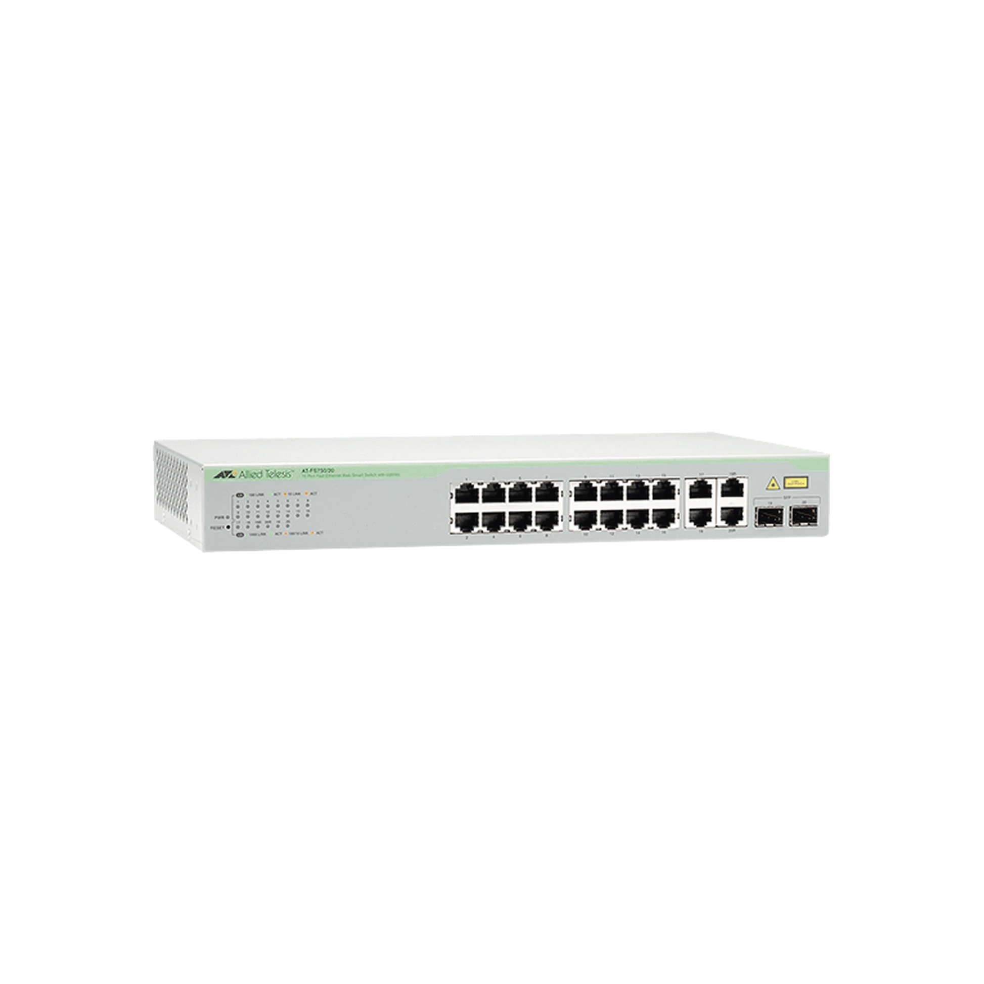 SWITCH WEBSMART DE 16 PUERTOS 10/100 MBPS + 2 PUERTOS 10/100/1000 MBPS + 2 SFP GIGABIT COMBO-Networking-ALLIED TELESIS-Bsai Seguridad & Controles