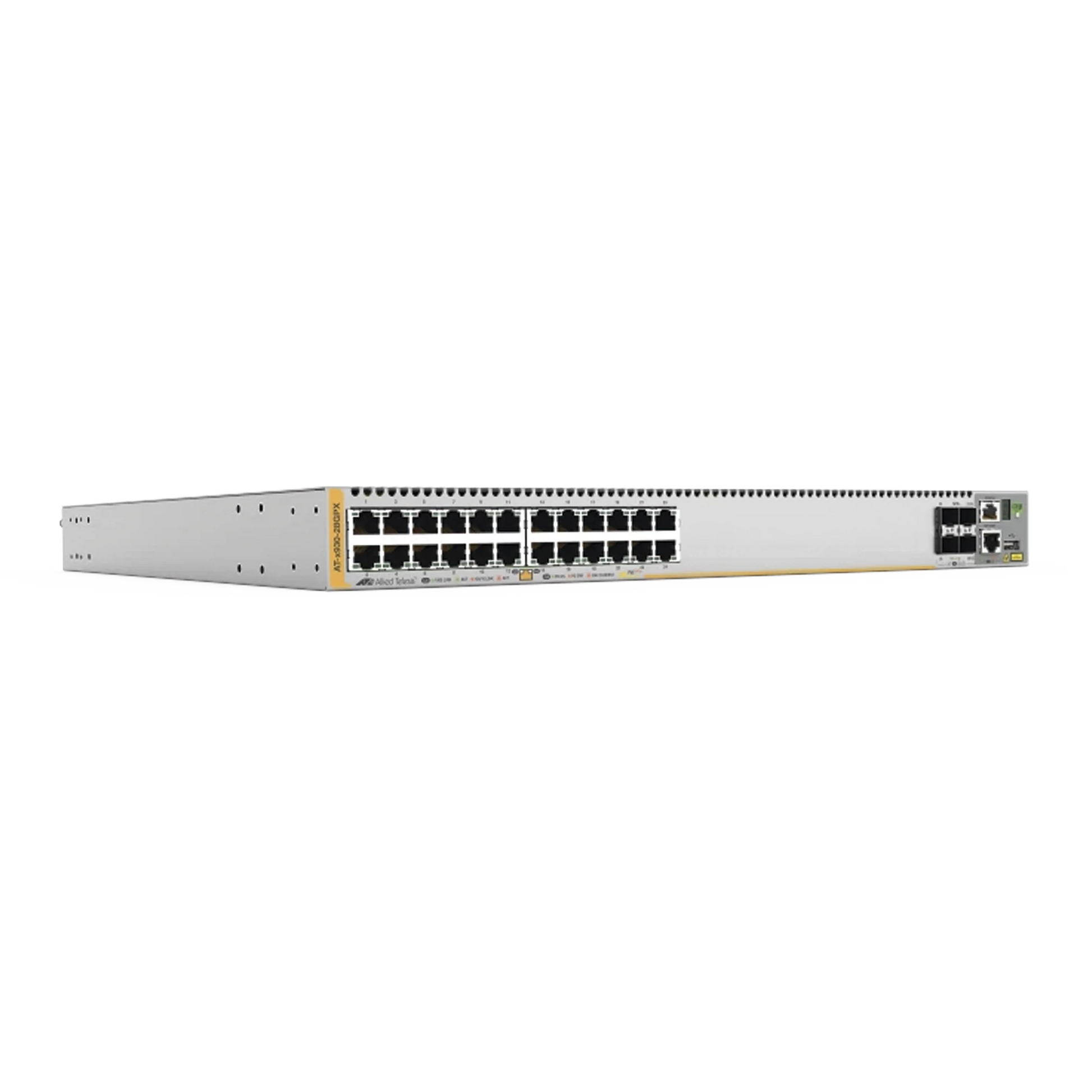 SWITCH POE+ STACKEABLE CAPA 3, 24 PUERTOS 10/100/1000 MBPS + 4 PUERTOS SFP+ 10 G Y DOS BAHÍAS HOTSWAP PSU-Networking-ALLIED TELESIS-Bsai Seguridad & Controles