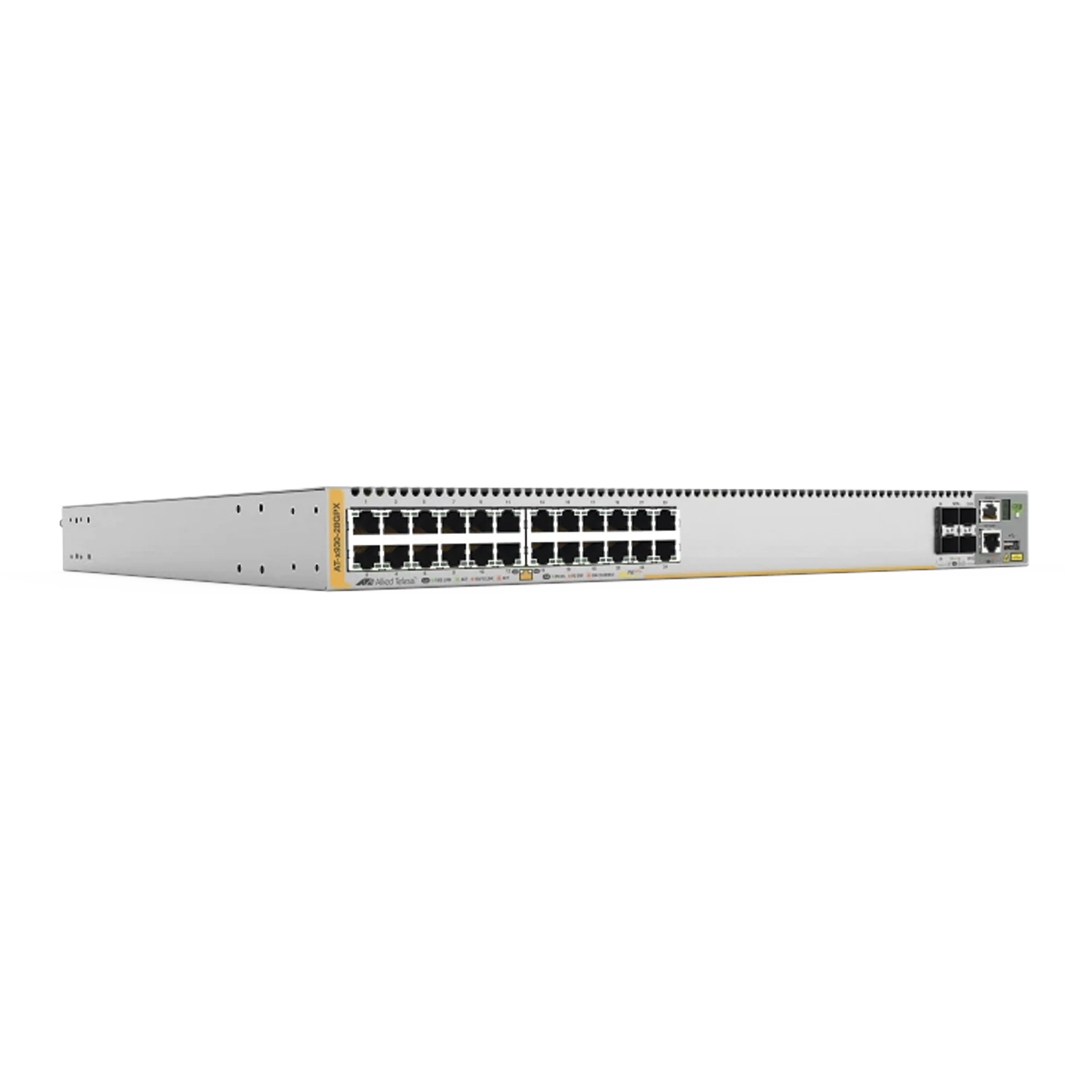 SWITCH POE+ STACKEABLE CAPA 3, 24 PUERTOS 10/100/1000 MBPS + 4 PUERTOS SFP+ 10 G Y DOS BAHÍAS HOTSWAP PSU-Networking-ALLIED TELESIS-Bsai Seguridad & Controles