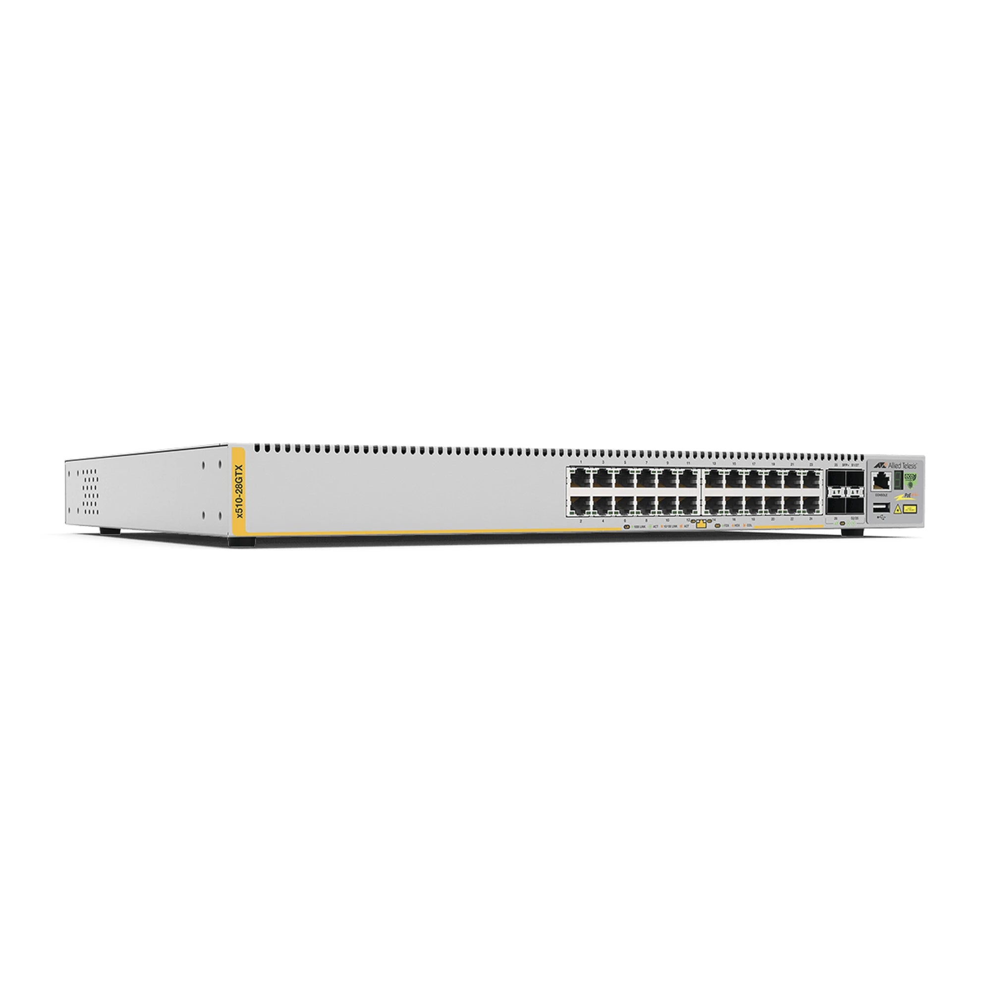 SWITCH STACKEABLE CAPA 3, 24 PUERTOS 10/100/1000 MBPS + 4 PUERTOS SFP+ 10 G, FUENTE REDUNDANTE-Networking-ALLIED TELESIS-Bsai Seguridad & Controles