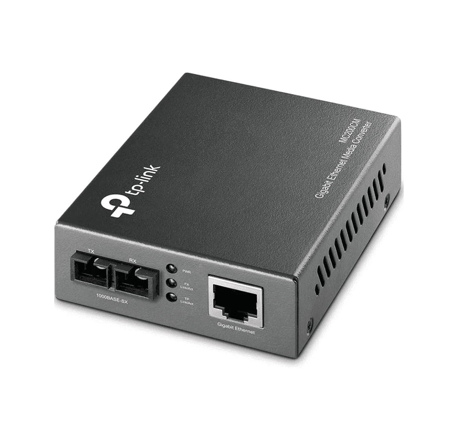 TP-LINK MC200CM - CONVERTIDOR FIRBA ÓPTICA MULTIMODO , 1 PUERTO RJ45 10/100/1000 MBPS , PUERTO FIBRA ÓPTICA SC 1000 MBPS , HASTA 550 METROS , PLUG AND PLAY-Convertidor de Medios-TP-LINK-Bsai Seguridad & Controles