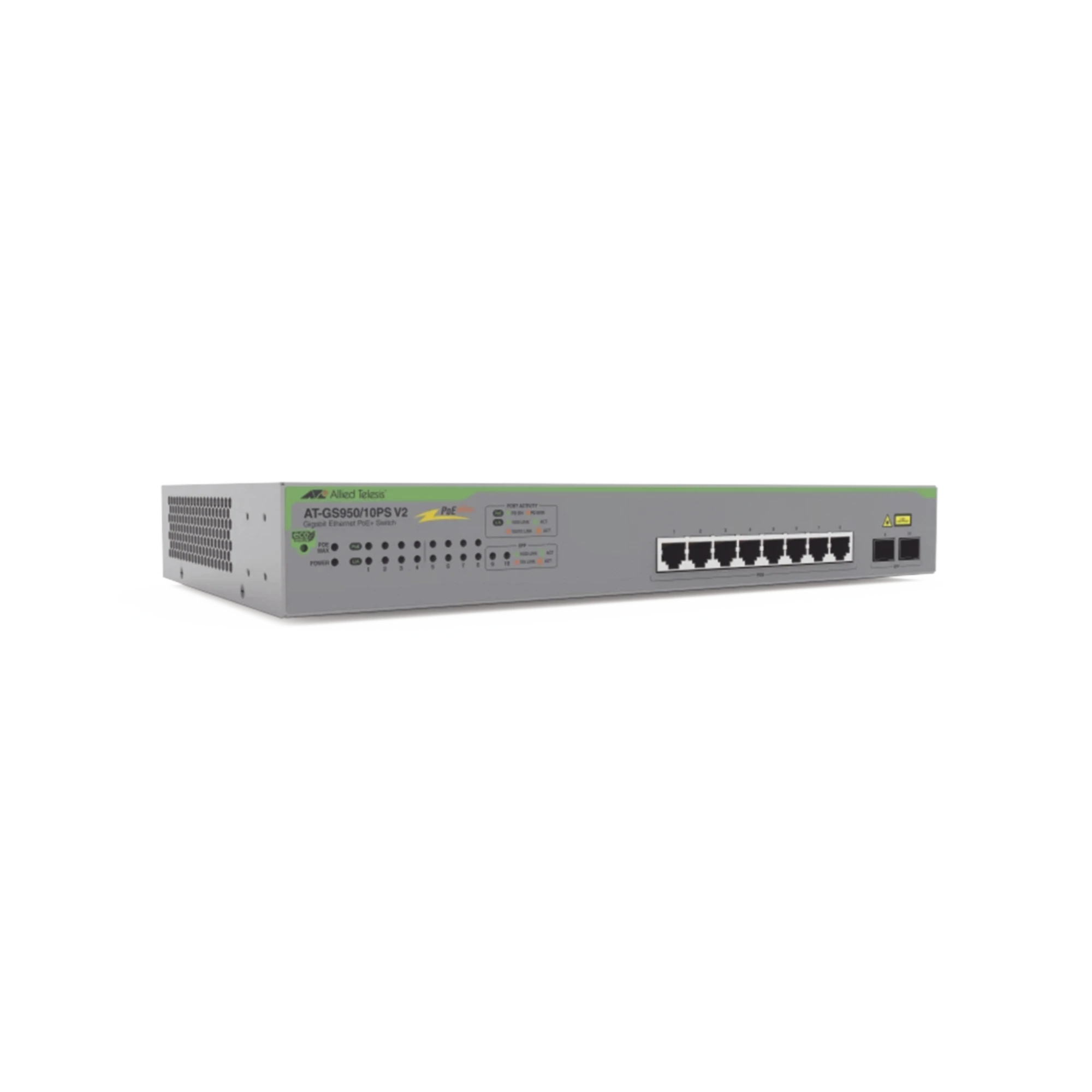 SWITCH POE+ GIGABIT WEBSMART DE 10 PUERTOS 10/100/1000 MBPS (2 X COMBO) + 2 PUERTOS GIGABIT SFP (COMBO), 75 W-Switches-ALLIED TELESIS-Bsai Seguridad & Controles