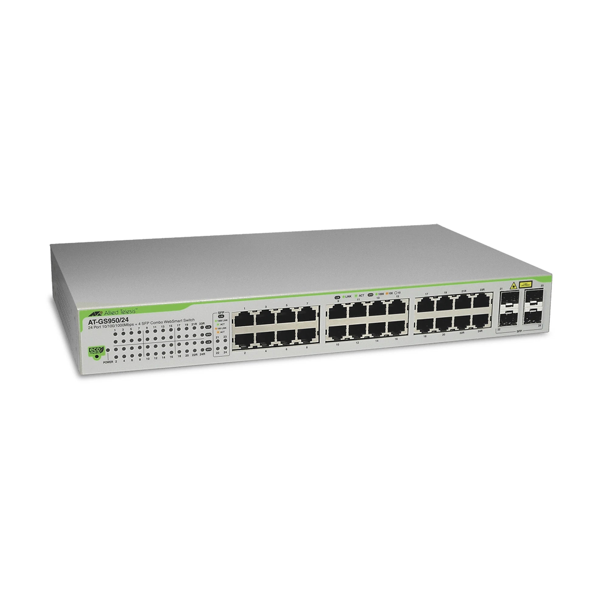 SWITCH GIGABIT WEBSMART DE 24 PUERTOS 10/100/1000 MBPS (4 X COMBO) + 4 PUERTOS GIGABIT SFP (COMBO)-Switches-ALLIED TELESIS-Bsai Seguridad & Controles
