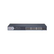 SWITCH ADMINISTRABLE DE 24 PUERTOS POE+ (HASTA 250 M), 10/100/1000 MBPS, 2 PUERTOS SFP, 370 WATTS, CONFIGURACIÓN REMOTA DESDE HIK-PROCONNECT-Inyectores PoE-HIKVISION-Bsai Seguridad & Controles