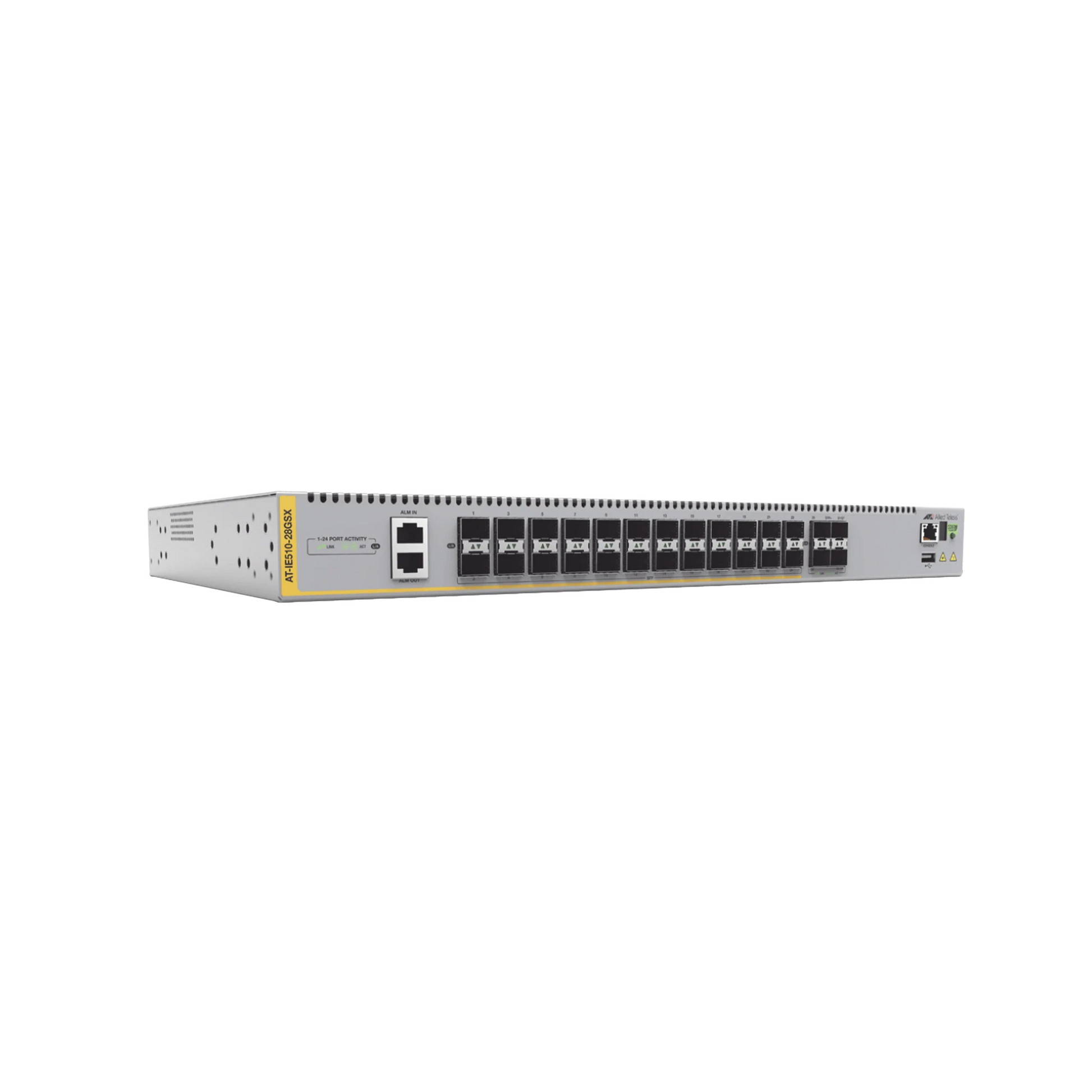 SWITCH STACKEABLE INDUSTRIAL ADMIN CAPA 3 D/24 PTOS 100/1000 SFP + 4 PTOS 10G SFP+-Networking-ALLIED TELESIS-Bsai Seguridad & Controles