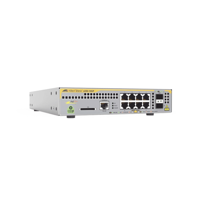 SWITCH POE+ ADMINISTRABLE CAPA 3 D/8 PTOS 10/100/1000 + 2 SFP INCLUYE MONTAJE AT-RKMT-J14-Switches-ALLIED TELESIS-Bsai Seguridad & Controles