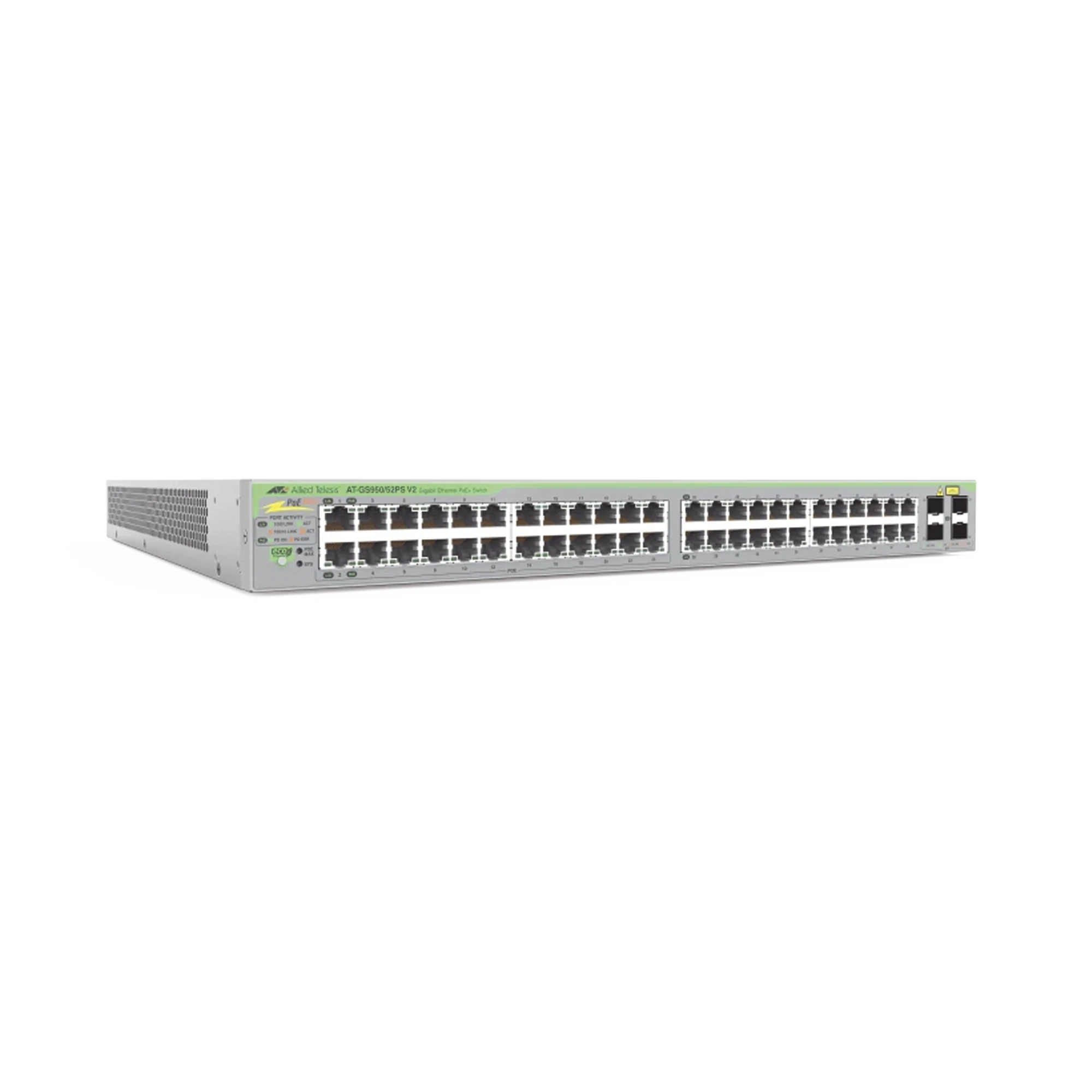 GIGABIT WEBSMART SWITCH, 48 PUERTOS POE+ 10/100/1000T, 4 PUERTOS SFP-Networking-ALLIED TELESIS-Bsai Seguridad & Controles