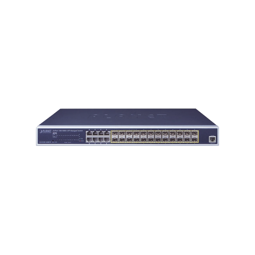 SWITCH ADMINISTRABLE CAPA 2 CON FUENTE DE ALIMENTACIÓN REDUNDANTE, 24 PUERTOS SFP GIGABIT 100/1000X, 8 PUERTOS COMBO RJ45 GIGABIT.-Switches-PLANET-GS-5220-16S8CR-Bsai Seguridad & Controles