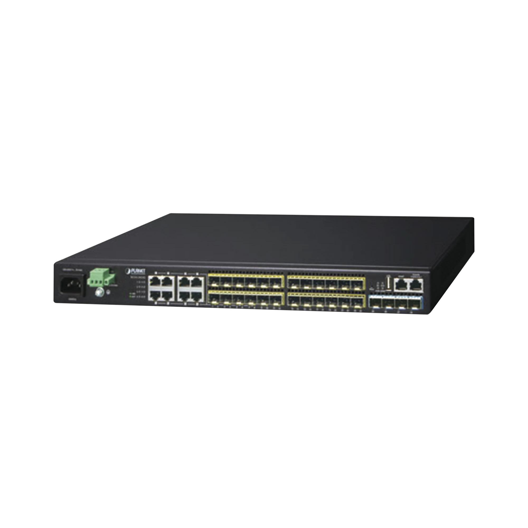 SWITCH CORE CAPA 3, 24 PUERTOS SFP 100/1000X, 8 PUERTOS COMPARTIDOS GIGABIT ETHERNET, 4 PUERTOS SFP DE 10 GBPS-Switches-PLANET-Bsai Seguridad & Controles